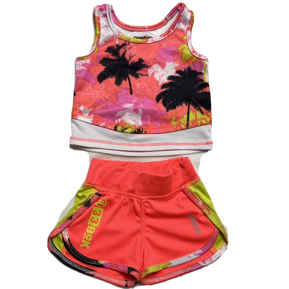 Reebok | 0-3 Month Matching Set Tank Shorts Neon